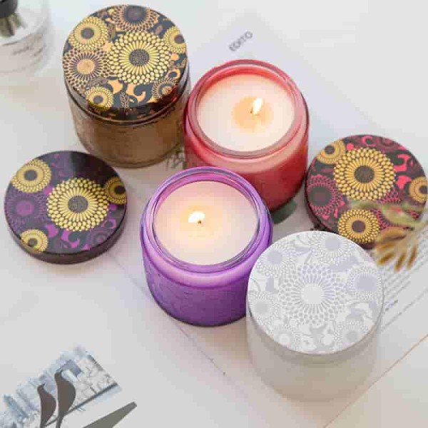 embossed glass candle jars