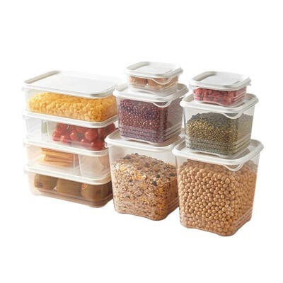 【拾来九八】食品保鲜盒冰箱收纳盒厨房微波炉塑料饭盒大小10件套 