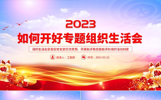 2023年如何召开专题组织生活会PPT精美大气基层党组织党支部组织生活会模板