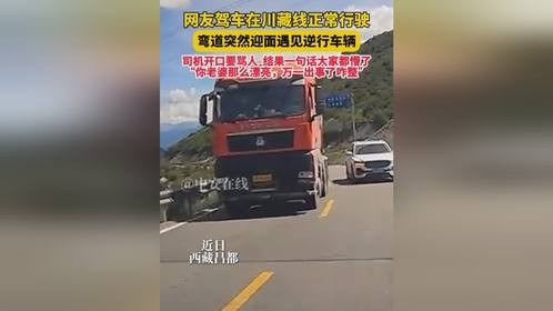近日，西藏昌都。一网友驾车在川藏线正常行驶，弯道突然迎面遇见逆行车辆，司机刚开口要骂人结果一句话大家...