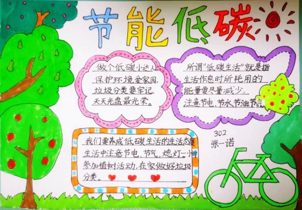手抄报节能低碳环保主题三年级第一张手抄报画画不行大树来凑