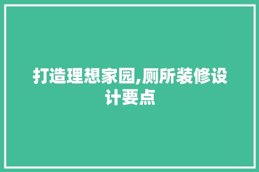 打造理想家园,厕所装修设计要点 空间布局