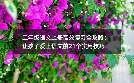 二年级语文上册高效复习全攻略：让孩子爱上语文的21个实用技巧