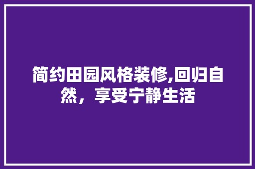 简约田园风格装修,回归自然，享受宁静生活 餐厅