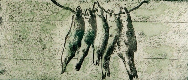 《A shoal of fish》 版画 33×33