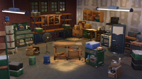 《The Sims 4》工作室的场景，里面摆满了各种道具。