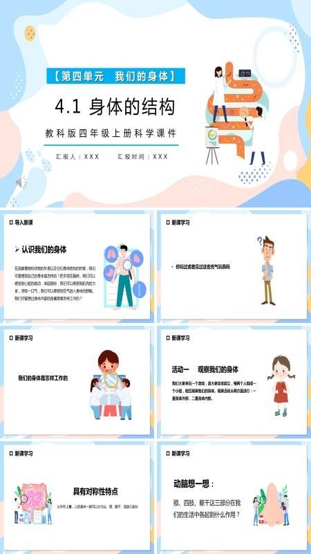 四年级科学上册身体的结构课件PPT模板