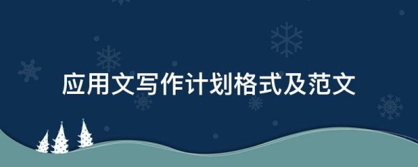 应用文写作计划格式及范文