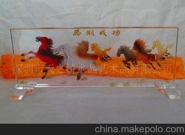 供应水晶屏风 八骏雄风 马到成功 家居摆件