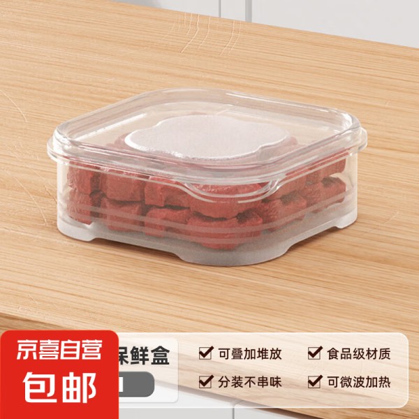 冰箱冻肉分格盒子冷冻收纳盒保鲜盒厨房食物收纳分装盒 1个装【650ml】1元