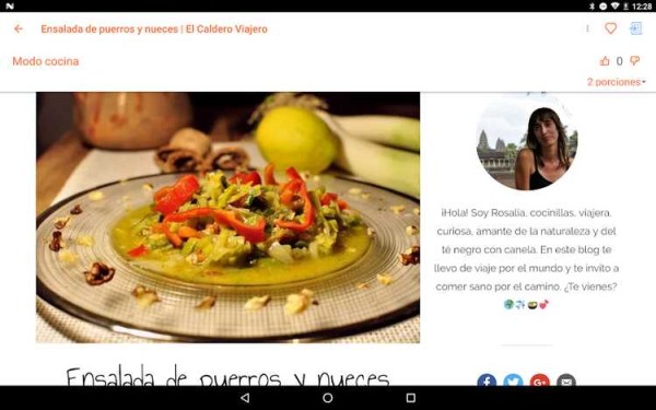 planificador de comidas Android, recetas y menús