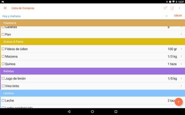 calendario recetas Android y otros planificadores