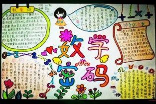 数字编码手抄报图片蓝色儿童卡通数字编码小报手抄报黑白线稿