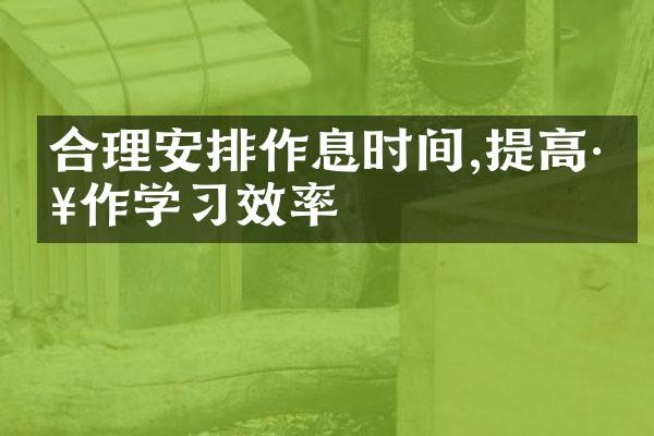 合理安排作息时间,提高工作学习效率