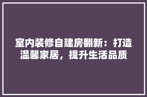 室内装修自建房翻新：打造温馨家居，提升生活品质 现代风格装饰