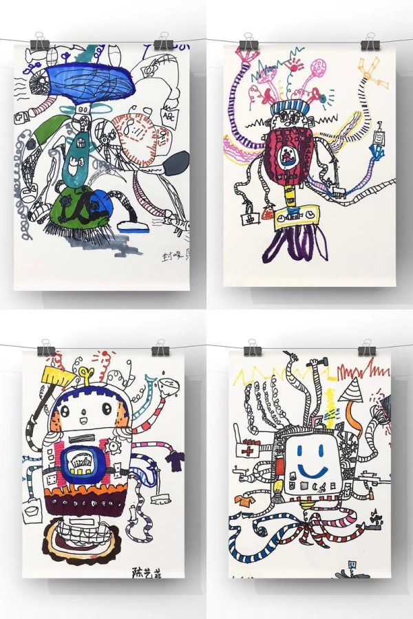 家政机器人设计少儿美术教育画画一起学画画抖音