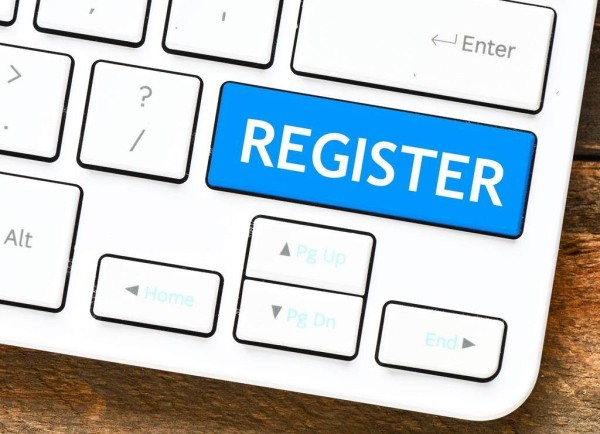 Register blue key on the computer keyboard