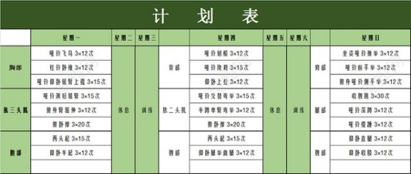 家用哑铃健身运动计划表EXCEL模板