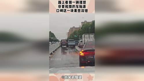 路上看到一辆理想，非要和别的车贴着，口碑这一块果然没错！