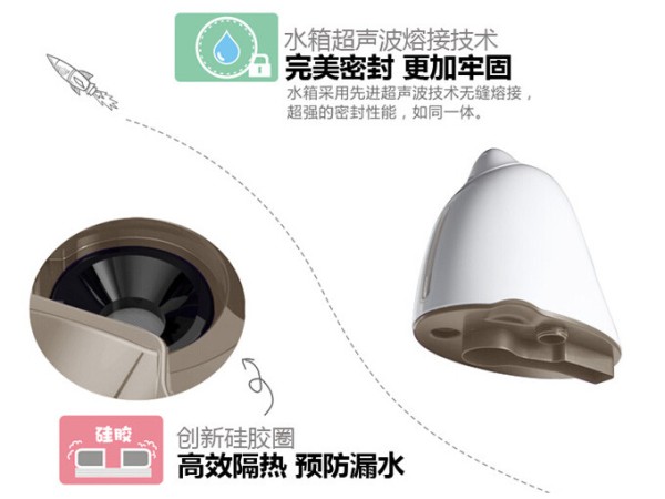 【专业点评】小熊JSQ-S1255加湿器利用独特外观设计，解决了出雾口饮水珠凝结而降低出雾效果等问题，均匀出雾，水汽不流失。 导风槽有效集中水雾，提高能效，营造清新环境。另外，产品带有创新硅胶圈，高效隔热，预防漏水，保障使用安全。