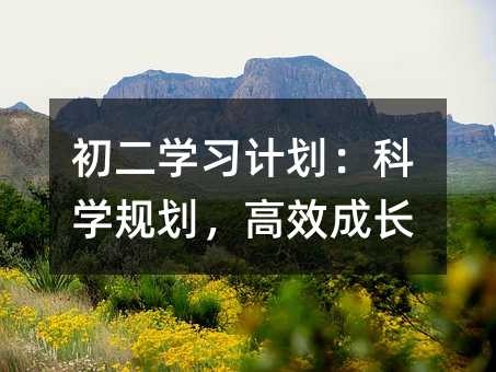 初二学习计划：科学规划，高效成长