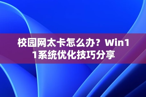 校园网太卡怎么办？Win11系统优化技巧分享 第1张