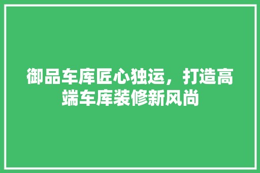 御品车库匠心独运，打造高端车库装修新风尚 地板