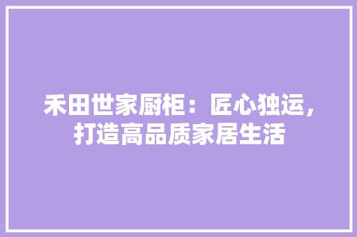 禾田世家厨柜：匠心独运，打造高品质家居生活 室内设计