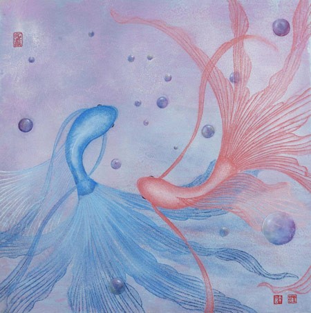 許紫芸,膠彩,二儀-相隨,A12藝術空間,A12線上藝廊