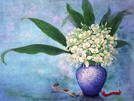 許紫芸,膠彩,幽香,A12藝術空間,A12線上藝廊