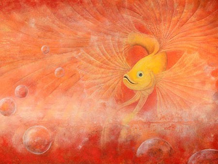 許紫芸,膠彩,逐夢1,A12藝術空間,A12線上藝廊