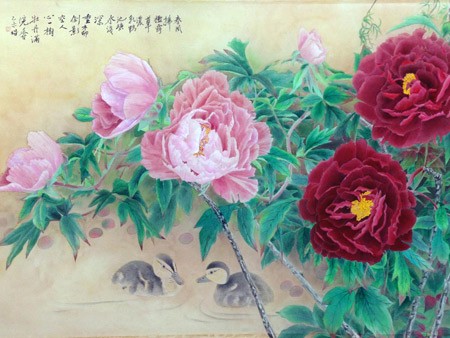 甘錦城,膠彩,一樹牡丹滿院香,A12藝術空間,A12線上藝廊