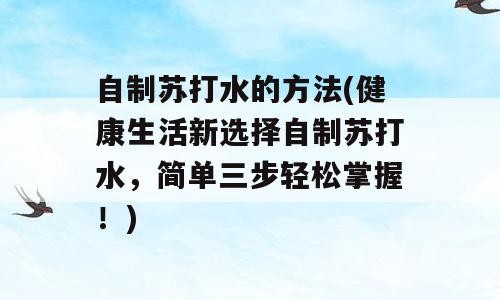 自制苏打水的方法(健康生活新选择自制苏打水，简单三步轻松掌握！)