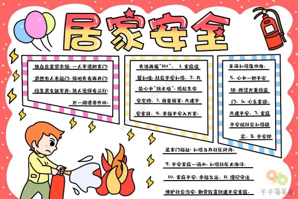居家安全手抄报图片居家安全手抄报