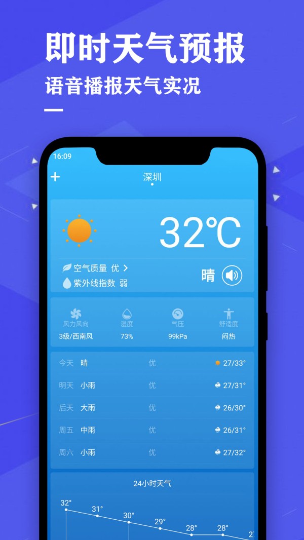 即时天气预报截图