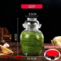 四川泡菜坛子玻璃加厚腌菜坛子家用密封大小号酸菜咸菜腌菜罐老式 10斤装(送刷子 夹子 泡菜秘方)+防潮底座