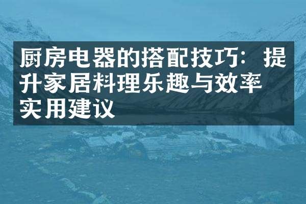厨房电器的搭配技巧：提升家居料理乐趣与效率的实用建议