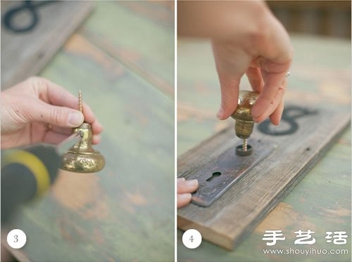 废旧木块+把手 DIY手工制作复古桌牌号码 - www.youjiao5.com