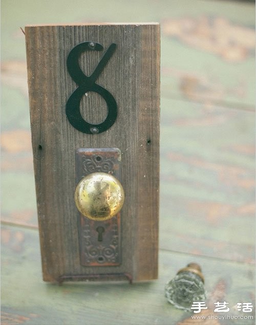 废旧木块+把手 DIY手工制作复古桌牌号码 - www.youjiao5.com