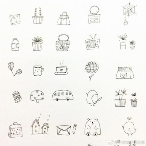 超简单简笔画大全图片适合新手和亲子绘画简单的黑白线稿简笔画小物