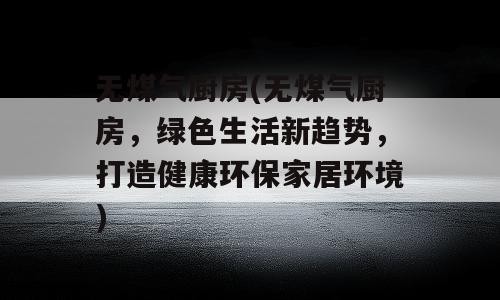 无煤气厨房(无煤气厨房，绿色生活新趋势，打造健康环保家居环境)