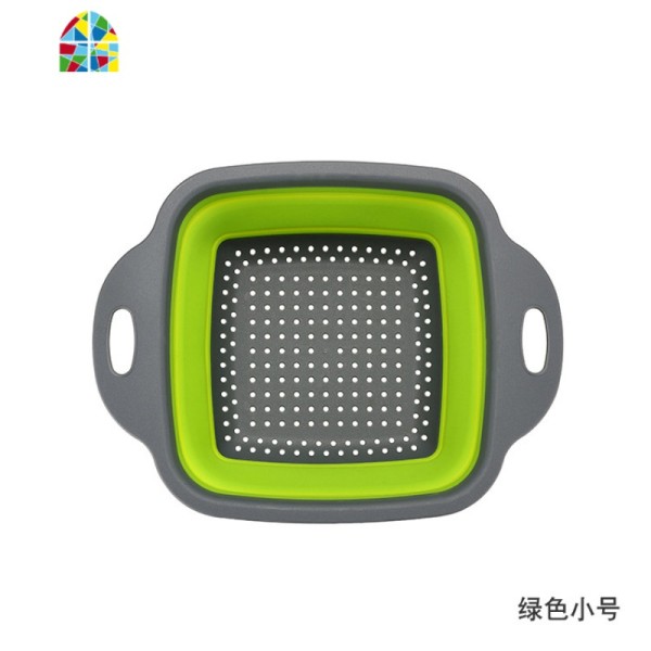 折叠沥水篮长方形果蔬篮水洗菜盆硅胶滤水家用 沥水篮