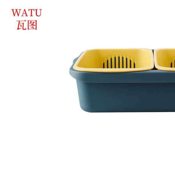 瓦图(watu) 双层塑料洗菜篮 分类塑料篮沥水篮