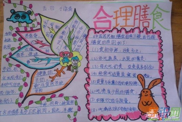 关于健康饮食手抄报素材-合理膳食 健康生活