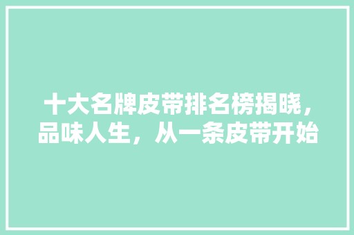 十大名牌皮带排名榜揭晓，品味人生，从一条皮带开始