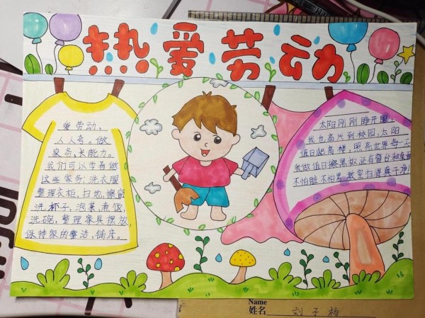 热爱劳动手抄报三年级关于劳动的手抄报