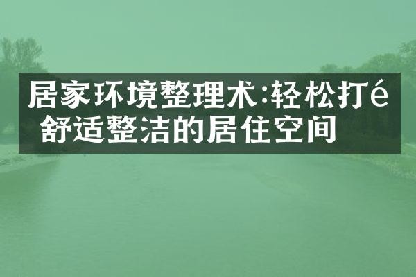 居家环境整理术:轻松打造舒适整洁的居住空间