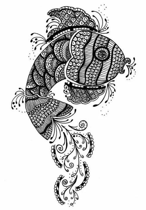 鱼的纹样简笔画装饰画