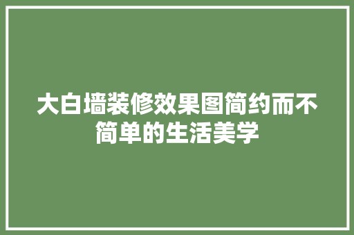 大白墙装修效果图简约而不简单的生活美学 设计风格