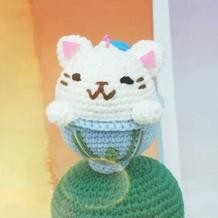 杯中猫！萌可能钩针猫咪挂件编织图解